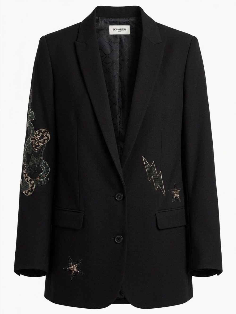 Zadig & Voltaire Black Embellished Single-Breasted Blazer